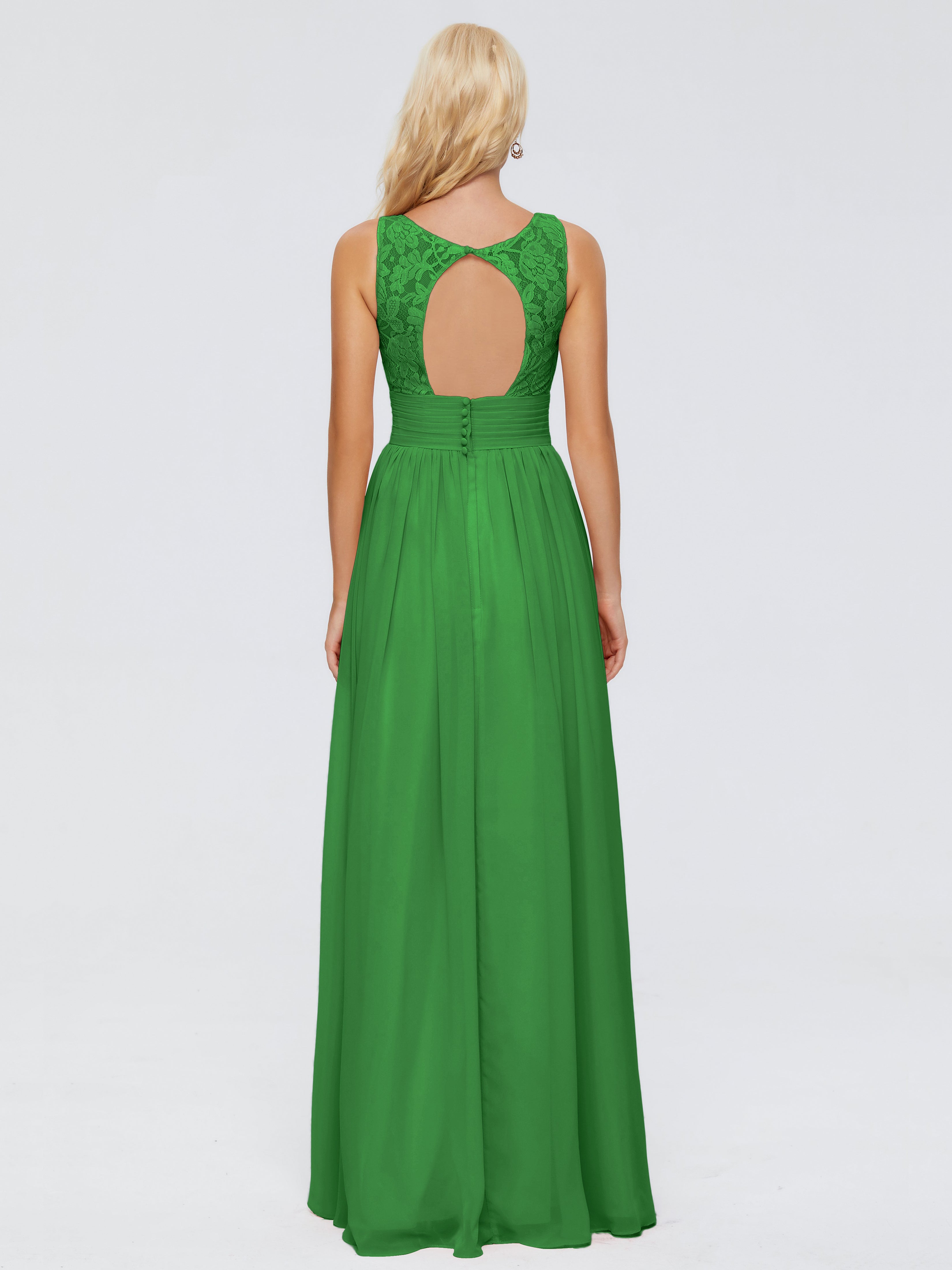 Robe Demoiselle D Honneur Vert Trapèze Col V Bretelle Mousseline Robes Demoiselle D'Honneur