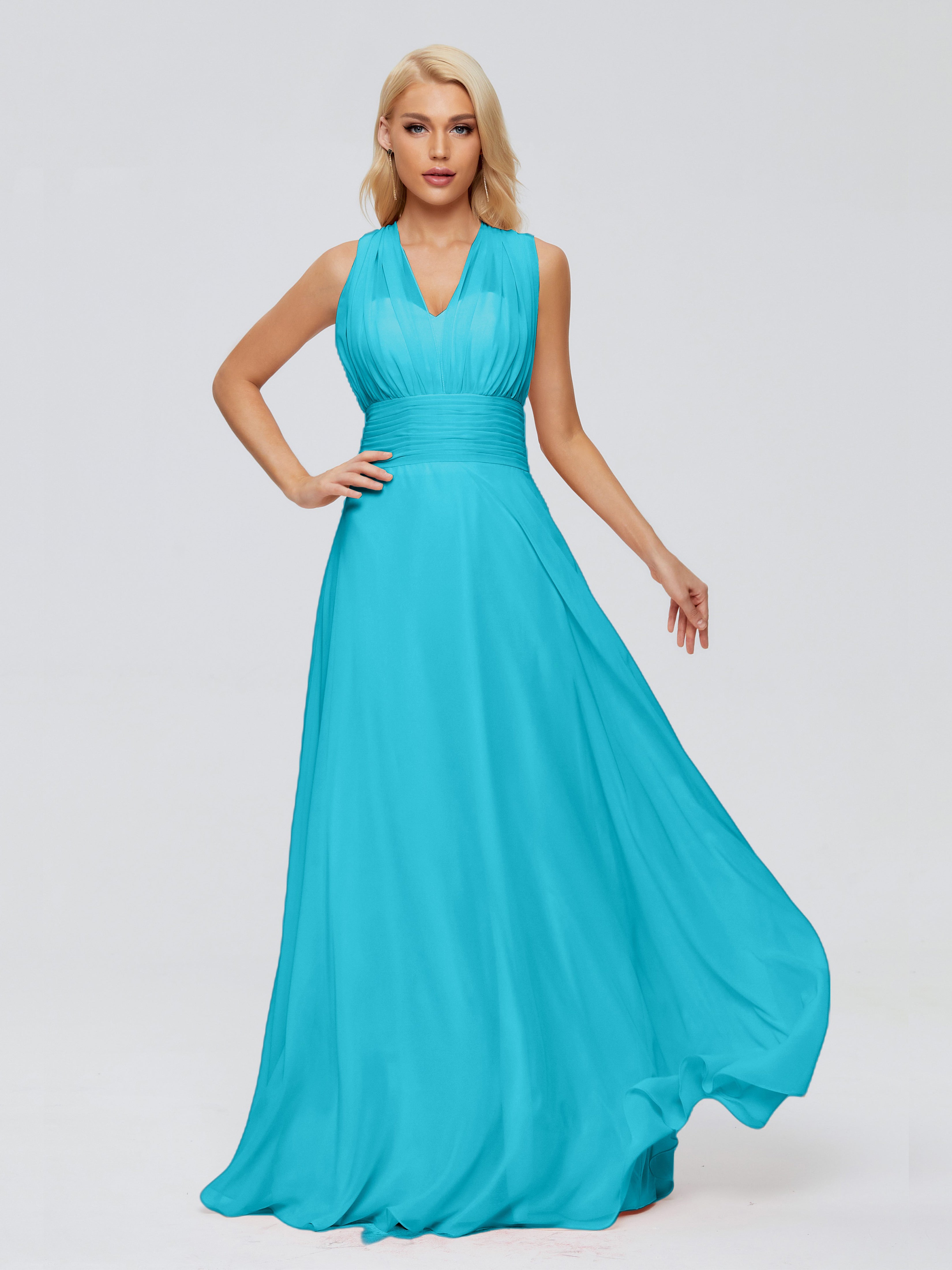 Robes De Demoiselle D'Honneur Vert Jade Trapèze Bretelle Ruban Mousseline Robes Demoiselle D'Honneur