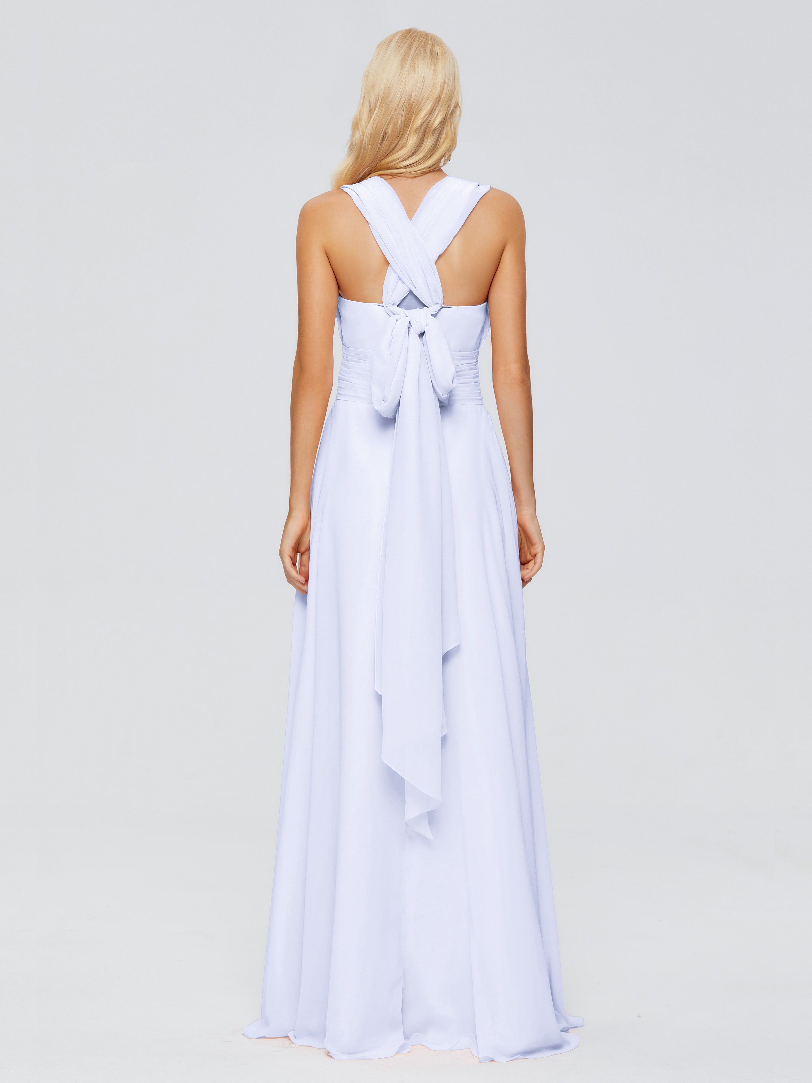 Robe Demoiselle D Honneur Couleur Lavande Trapèze Bretelle Ruban Mousseline Robes Demoiselle D'Honneur