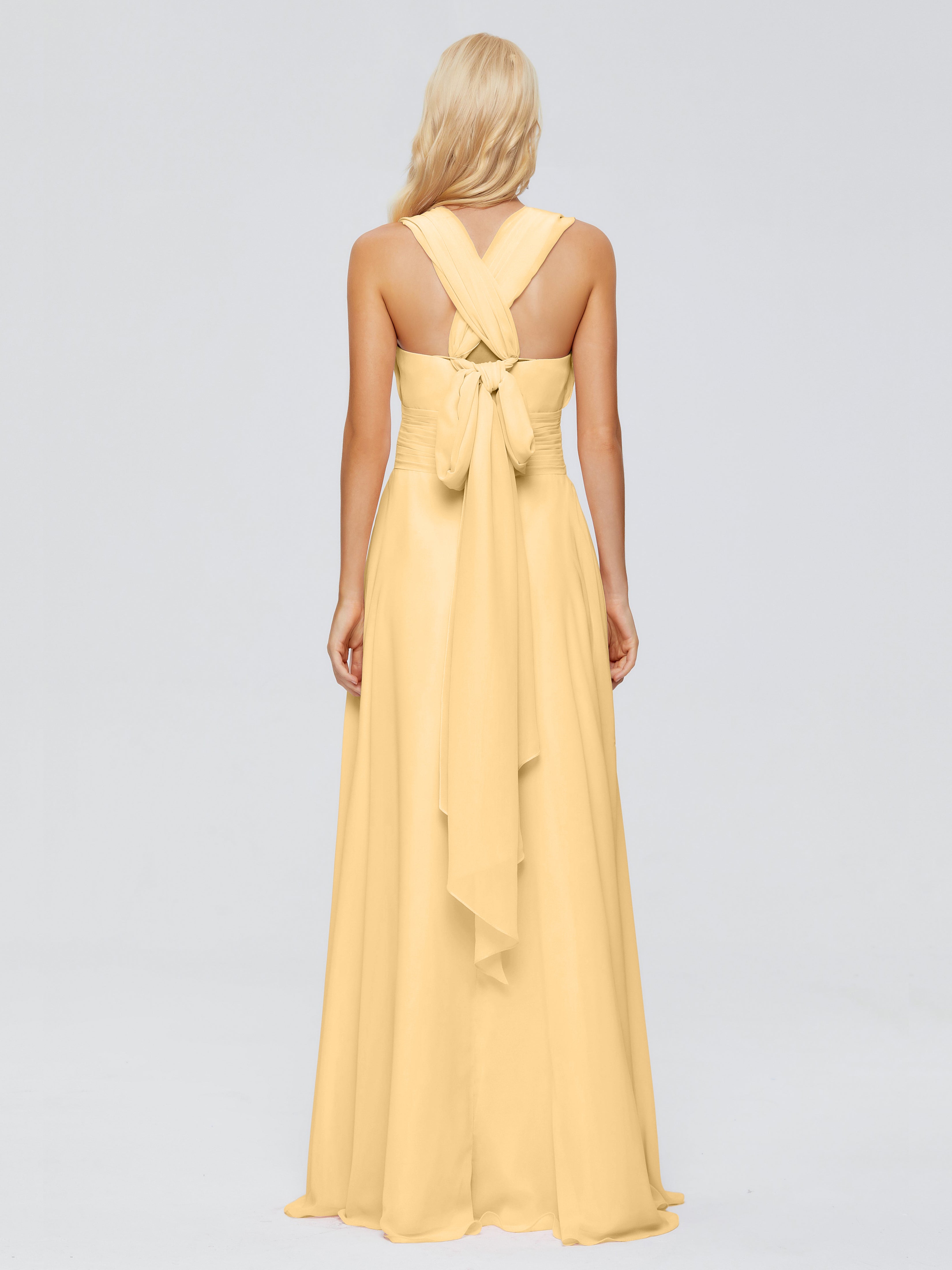 Robe Demoiselle D Honneur Couleur Or Trapèze Bretelle Ruban Mousseline Robes Demoiselle D'Honneur