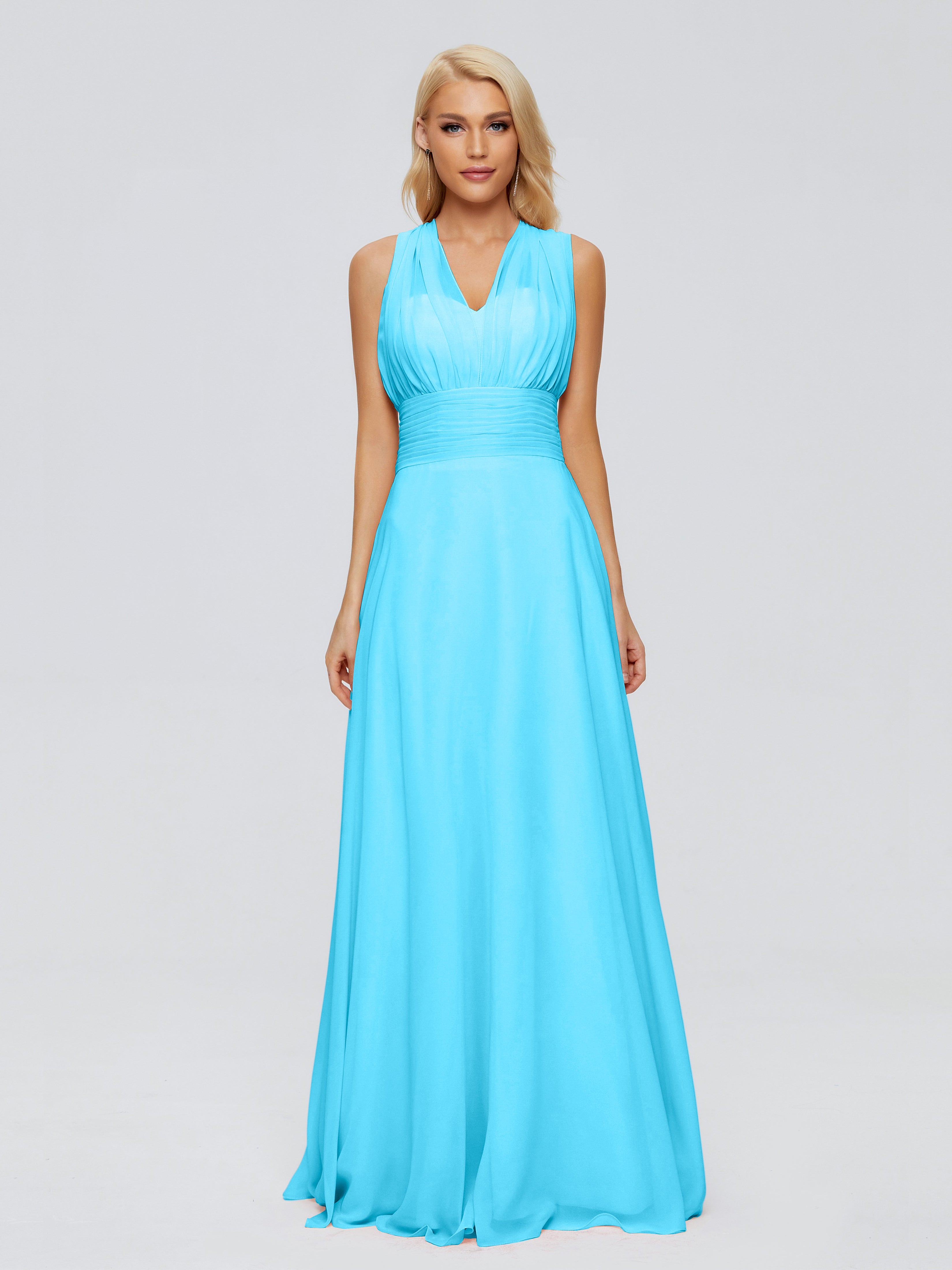 Robe De Demoiselle D'Honneur En Piscine Trapèze Bretelle Ruban Mousseline Robes Demoiselle D'Honneur