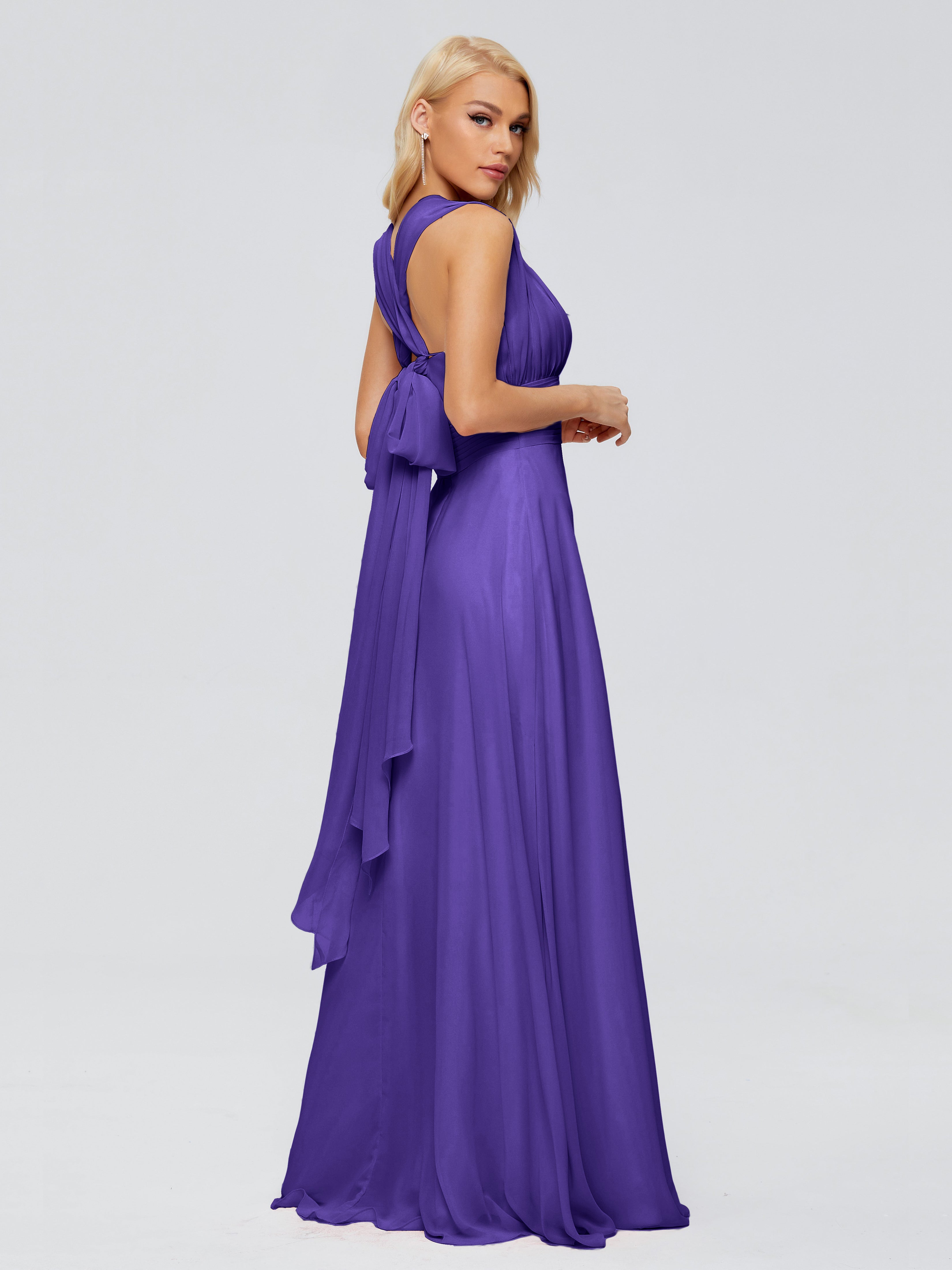 Robes De Demoiselle D'Honneur En Régence Trapèze Bretelle Ruban Mousseline Robes Demoiselle D'Honneur