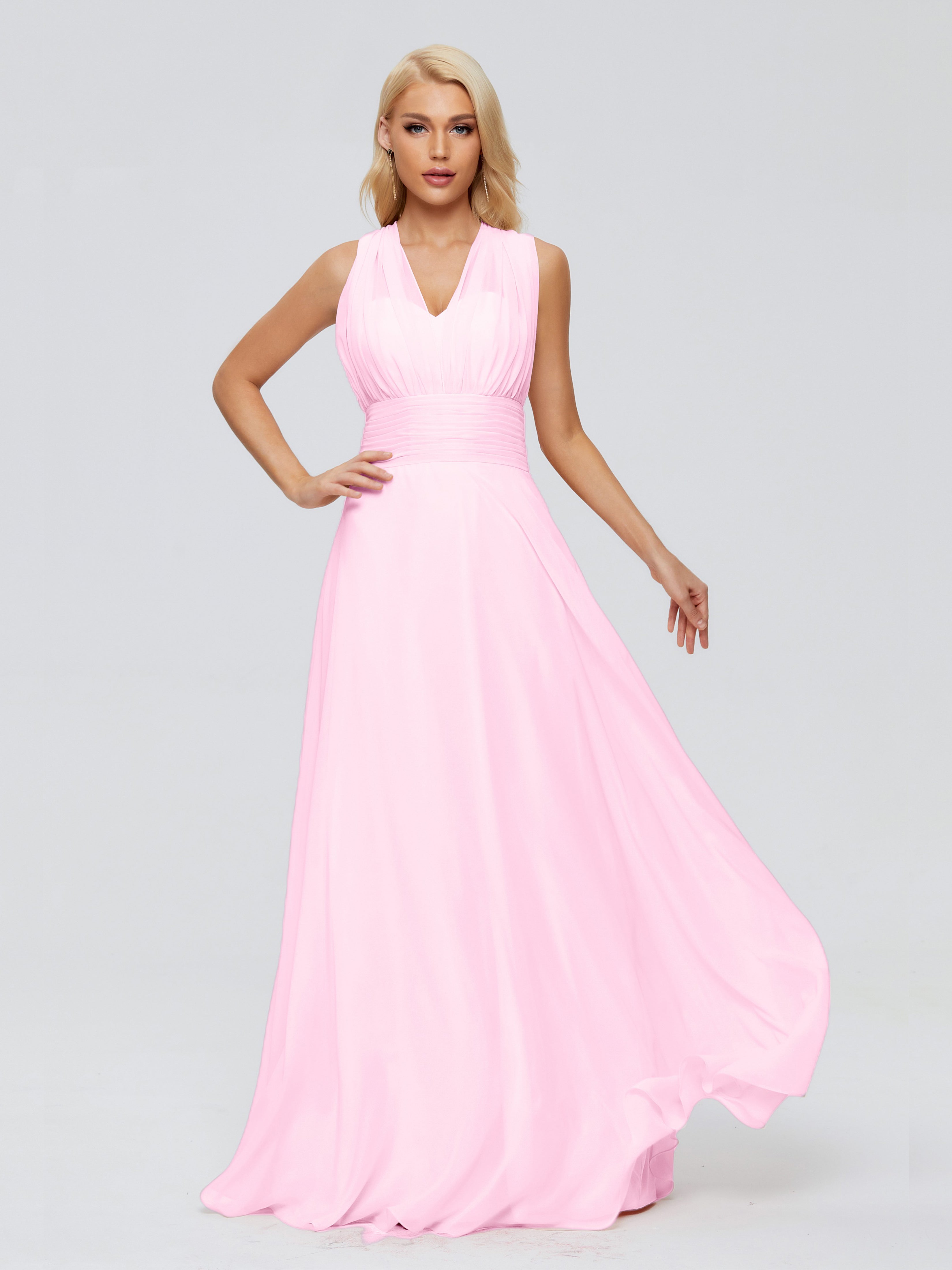 Robes De Demoiselle D'Honneur Rose Bonbon Trapèze Bretelle Ruban Mousseline Robes Demoiselle D'Honneur