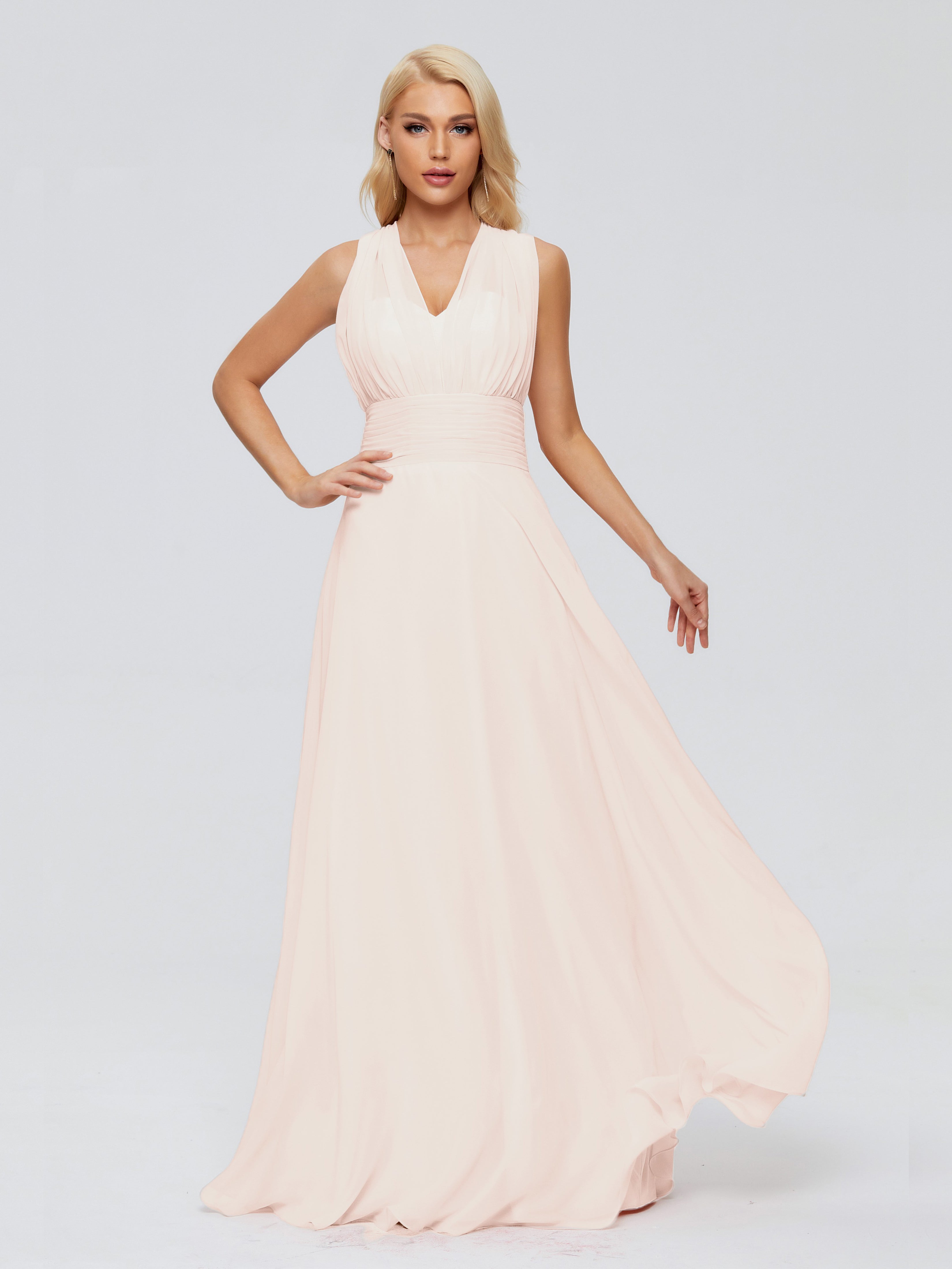 Robe De Demoiselle D'Honneur En Perles Trapèze Bretelle Ruban Mousseline Robes Demoiselle D'Honneur