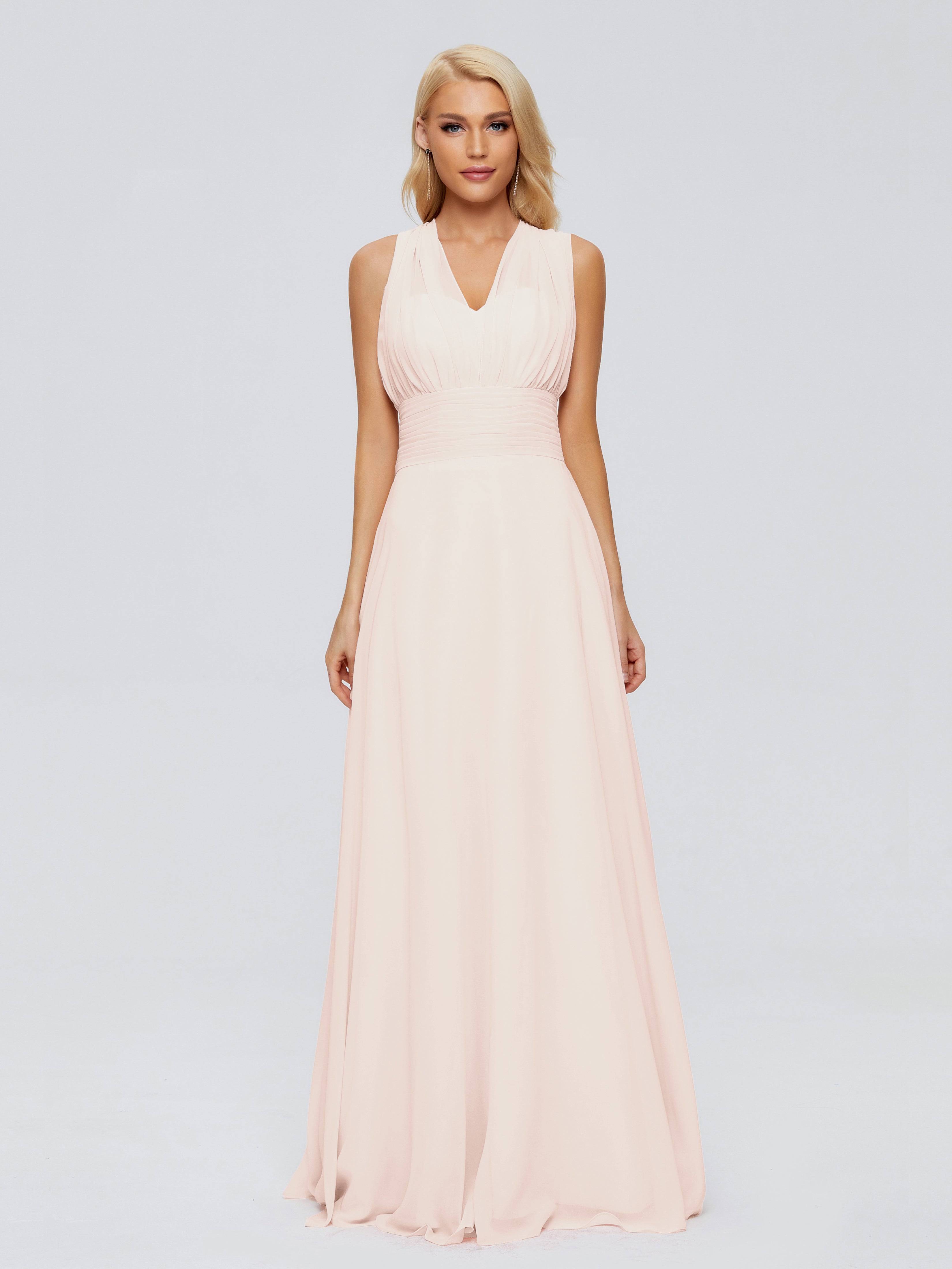 Robe De Demoiselle D'Honneur En Perles Trapèze Bretelle Ruban Mousseline Robes Demoiselle D'Honneur