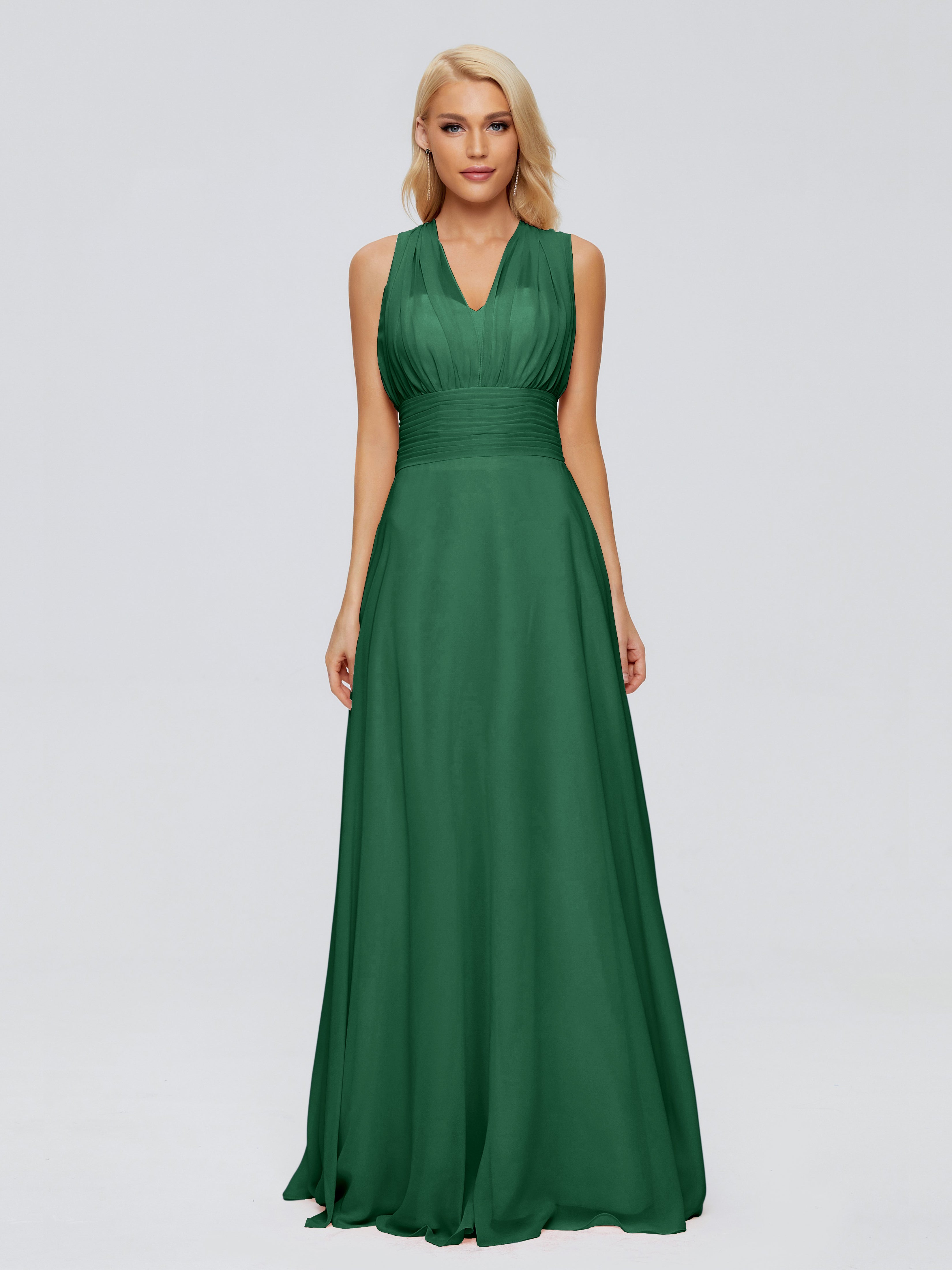 Demoiselle D'Honneur Vert Foncé Trapèze Bretelle Ruban Mousseline Robes Demoiselle D'Honneur