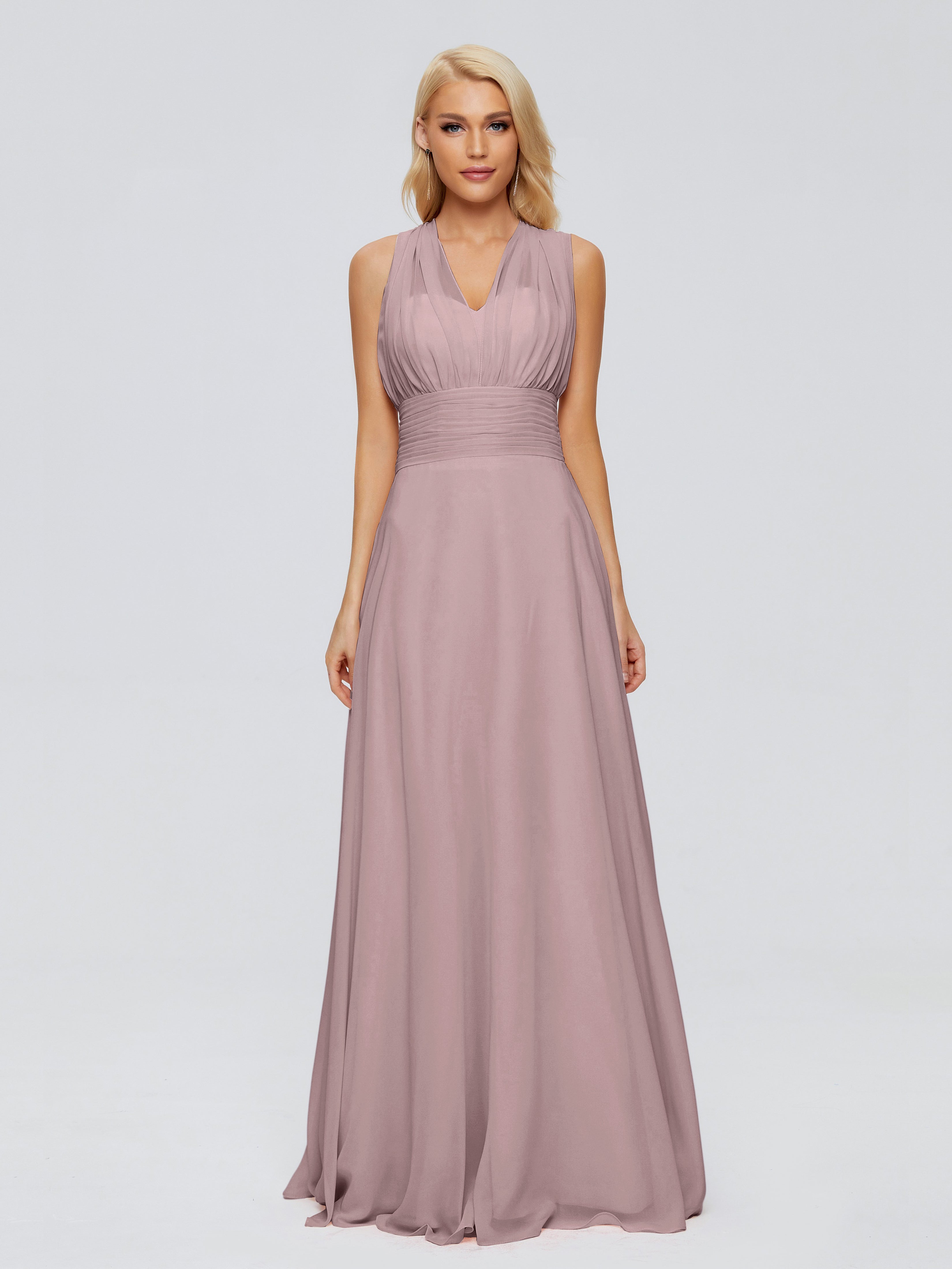 Robes De Demoiselle D'Honneur Vintage Mauve Trapèze Bretelle Ruban Mousseline Robes Demoiselle D'Honneur