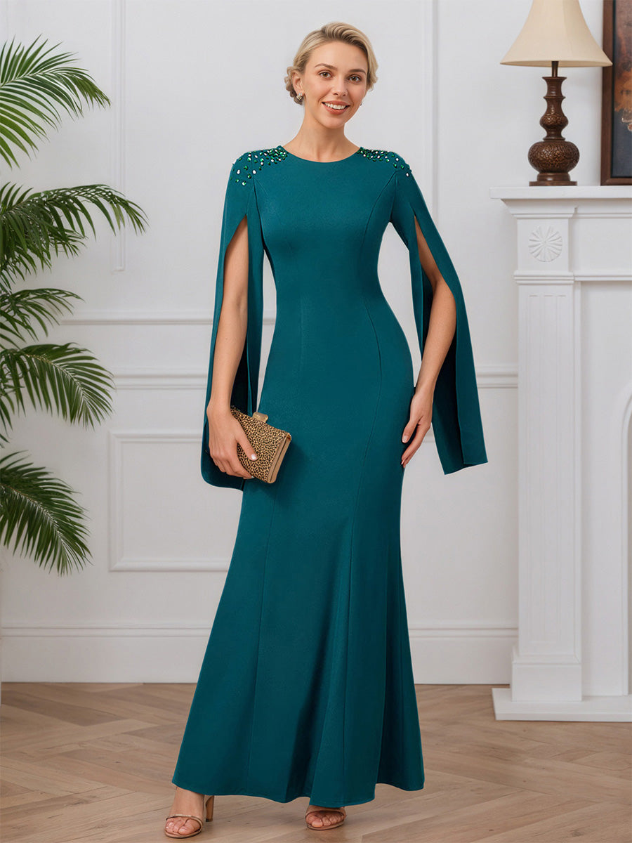Cicinia Paon Robe pour Mère de la Mariée Longue en Tissu Extensible Sheath Robe de Soirée