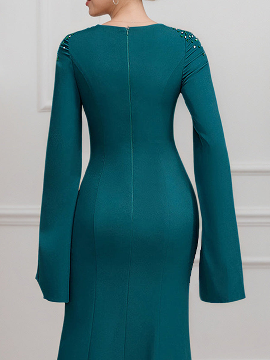 Cicinia Paon Robe pour Mère de la Mariée Longue en Tissu Extensible Sheath Robe de Soirée