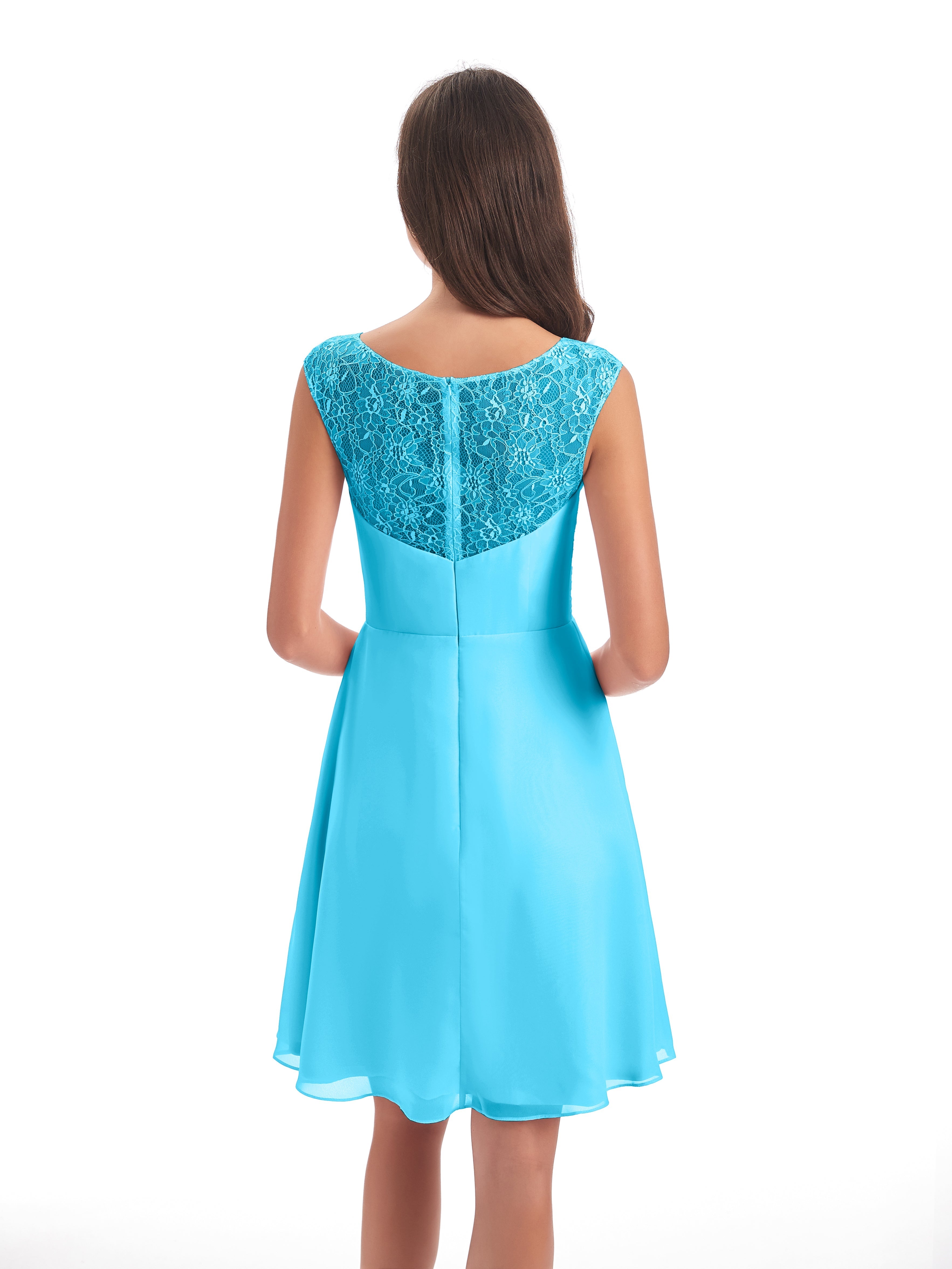 Robe De Demoiselle D'Honneur En Piscine Courte Dentelle/Mousseline Robes Demoiselle D'Honneur Avec Plissé