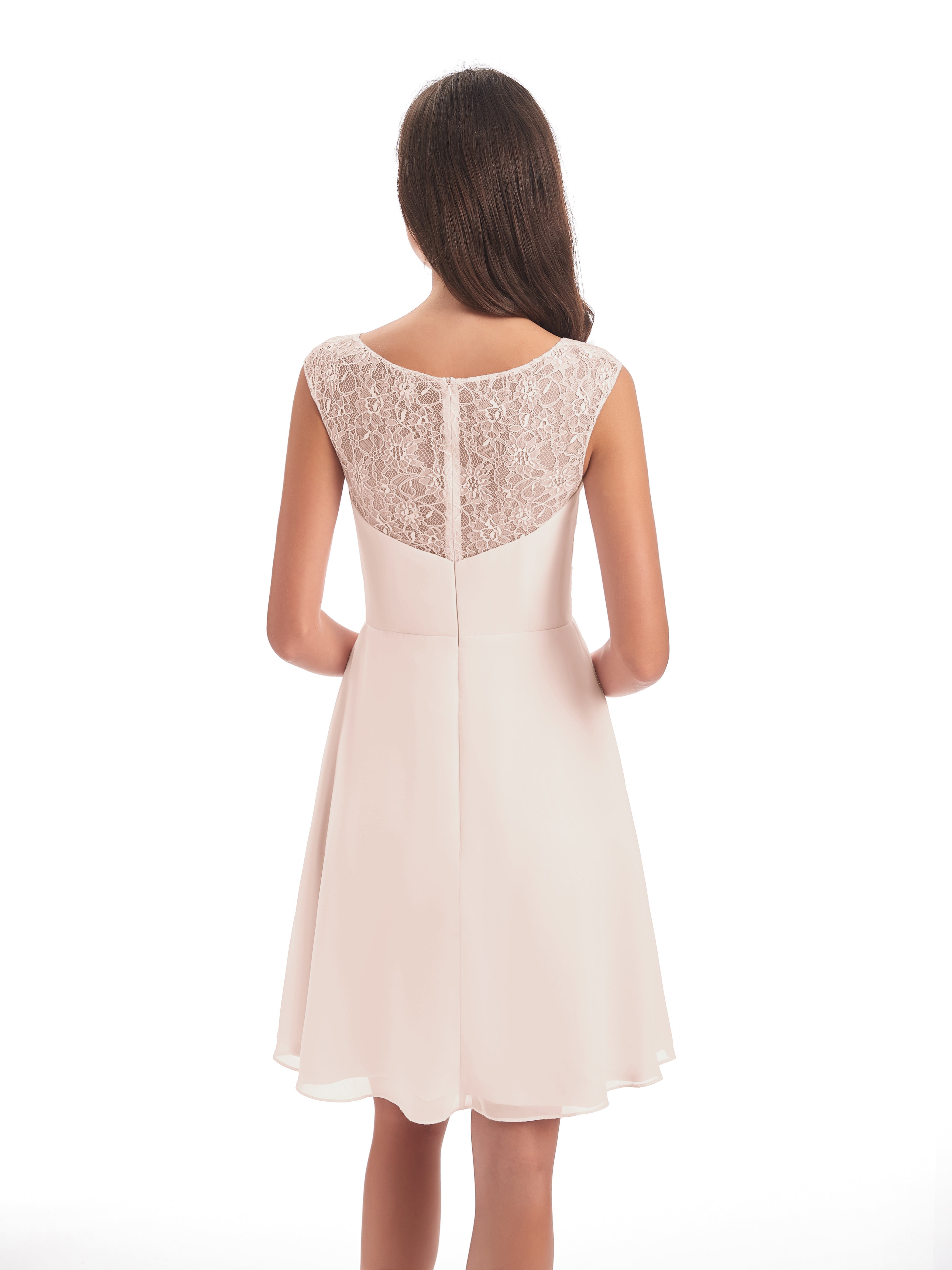 Robe De Demoiselle D'Honneur En Perles Courte Dentelle/Mousseline Robes Demoiselle D'Honneur Avec Plissé