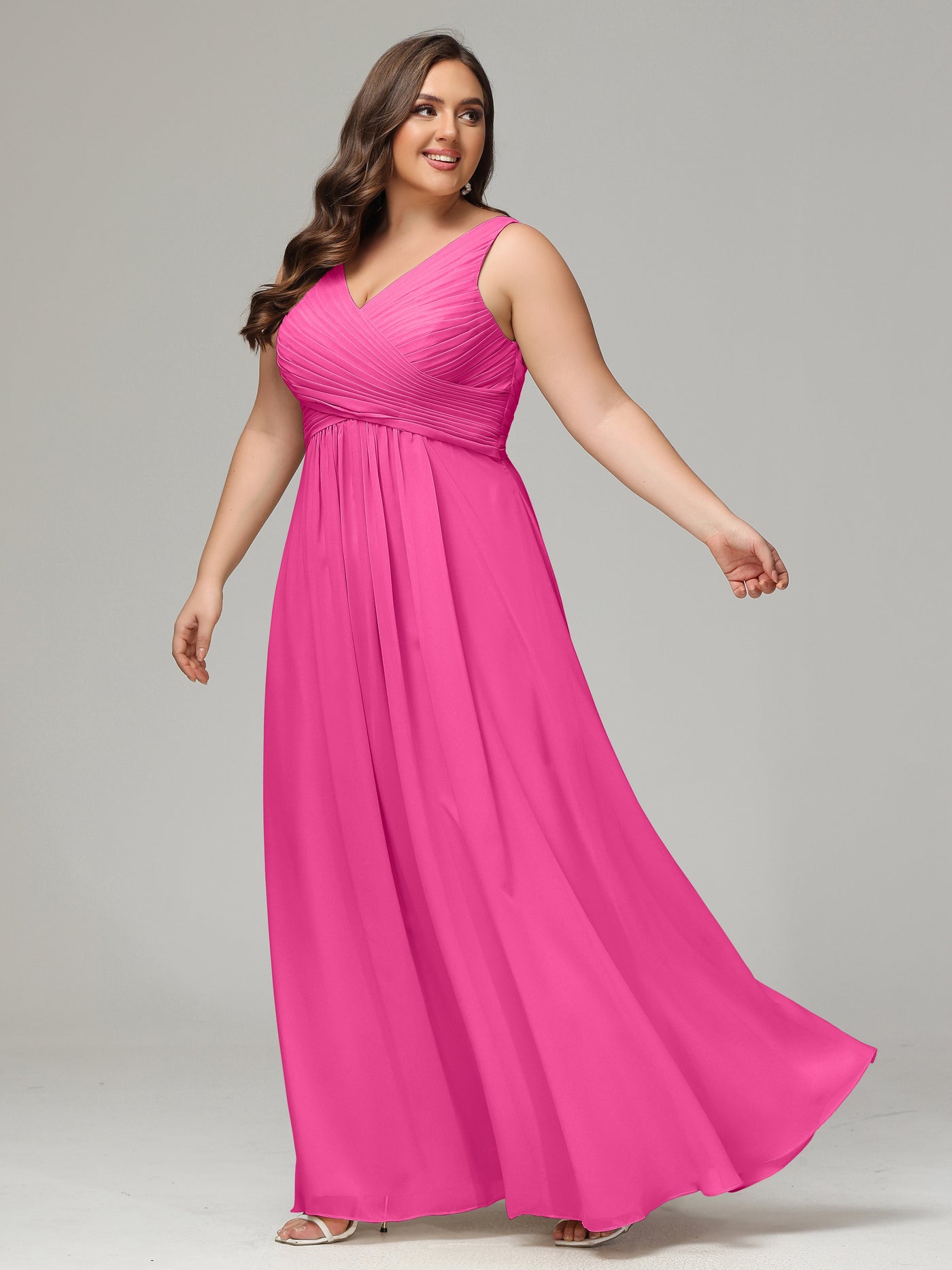 Col V Bretelle Mousseline Robes Demoiselle d'Honneur Grande Taille