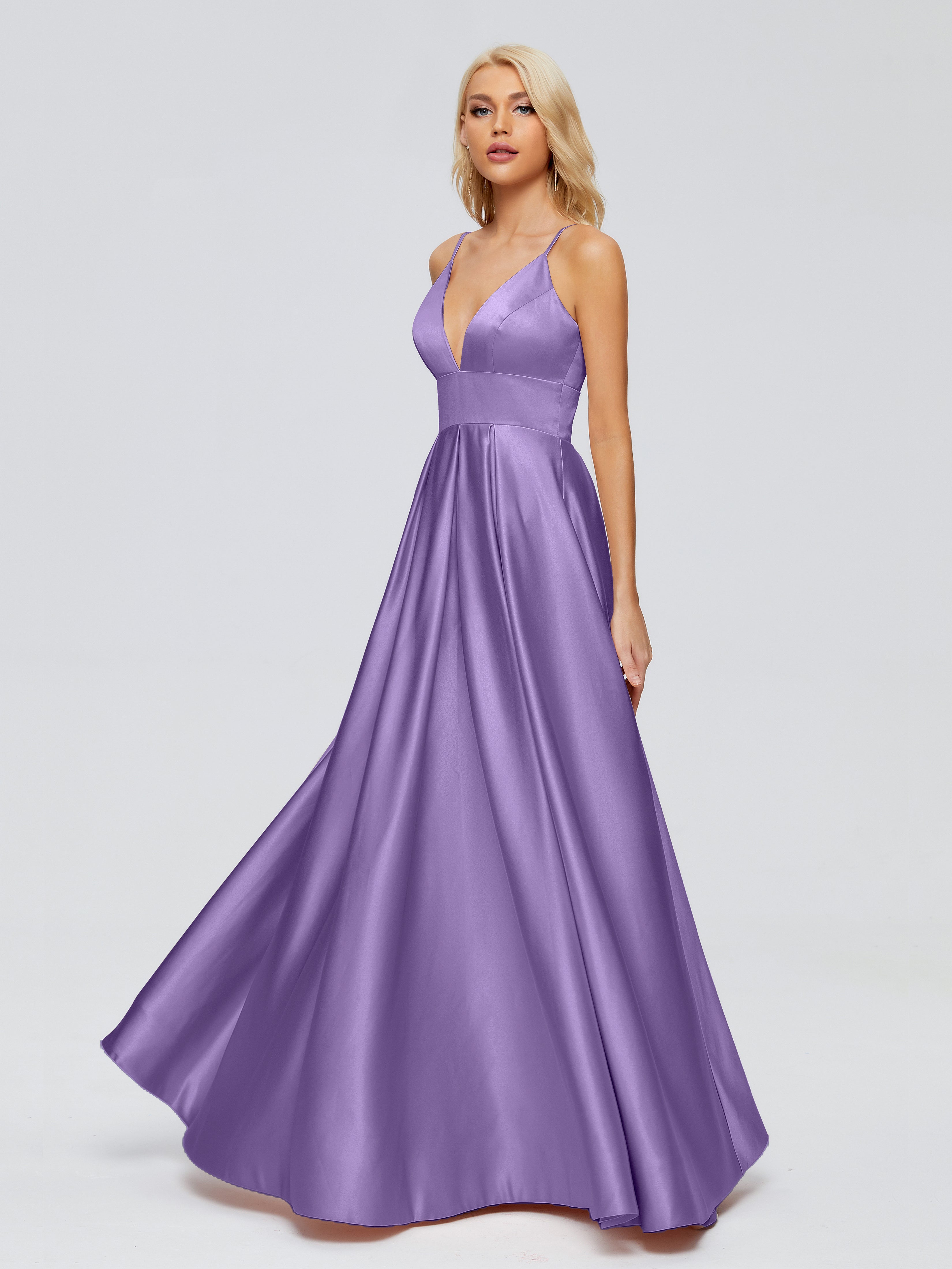 Robe De Soirée Longue En Satin Pour Femme - Dos Nu, Bretelles Spaghetti, Coupe Ajustée - Pour Mariage, Cocktail
