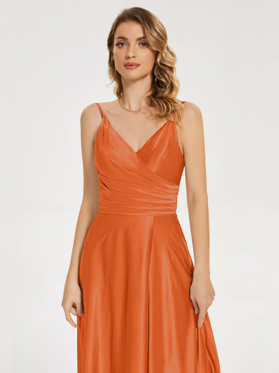 Robe sirène de demoiselle d'honneur en Satin doux longue fendue sans bretelles Sexy grande taille pour mariage