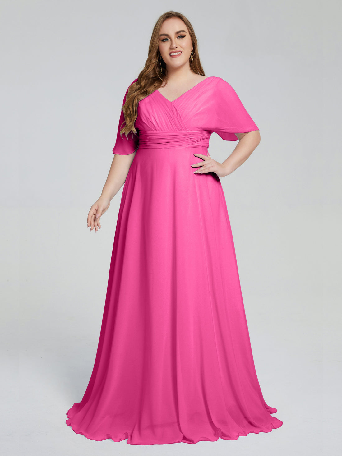 Robes de Bal élégantes mousseline manches courtes longueur au sol