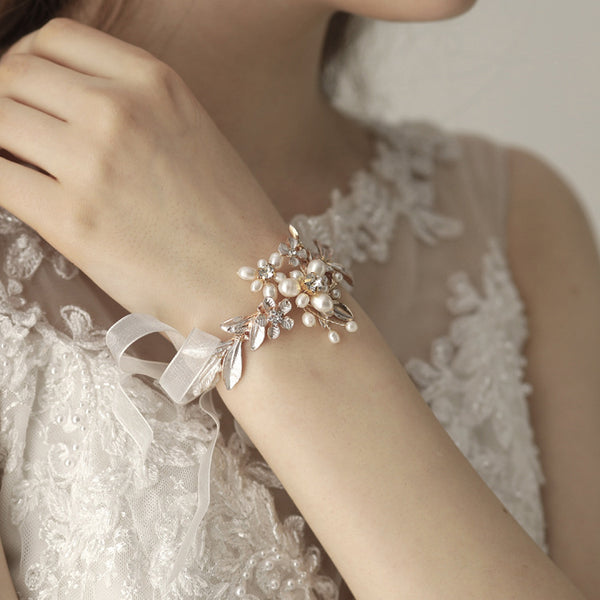 Dor Floral Dentelle Corsage de Poignet Mariage