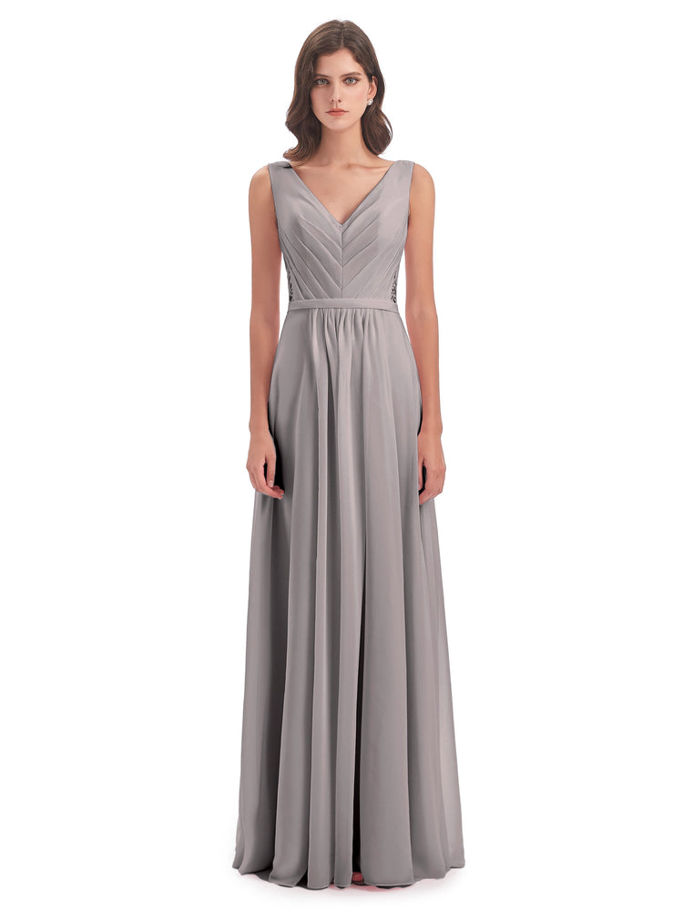 Ever-Pretty Robe Demoiselle D'Honneur Satin Col V Asymétrique Maxi ES02336-P - Élégante Et Confortable