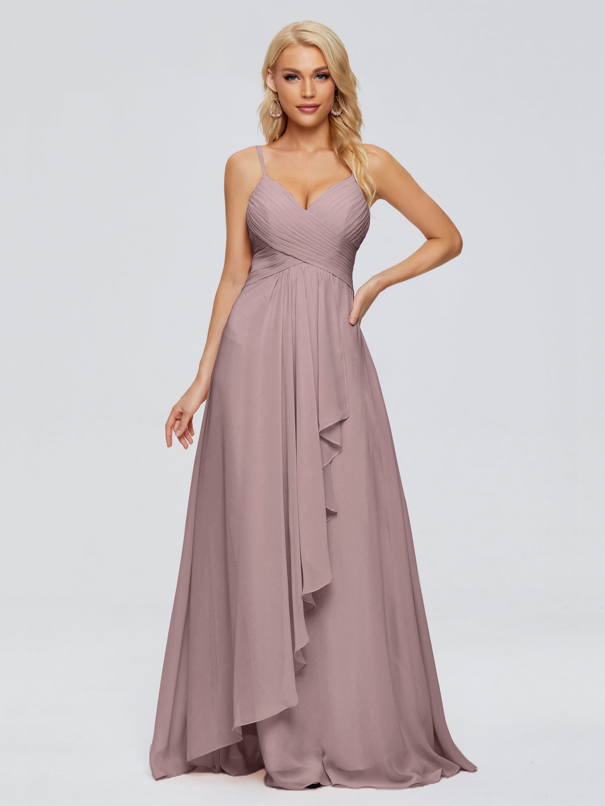 Robes demoiselle d'honneur élégantes Spaghetti ligne A fente latérale Jersey longues