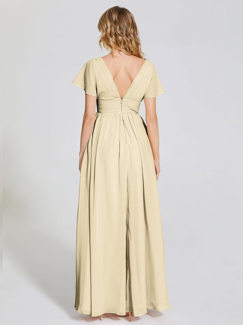 Robe Demoiselle D'Honneur Ever-Pretty Dos Nu Col V - 100% Polyester Pour Mariage Cérémonie