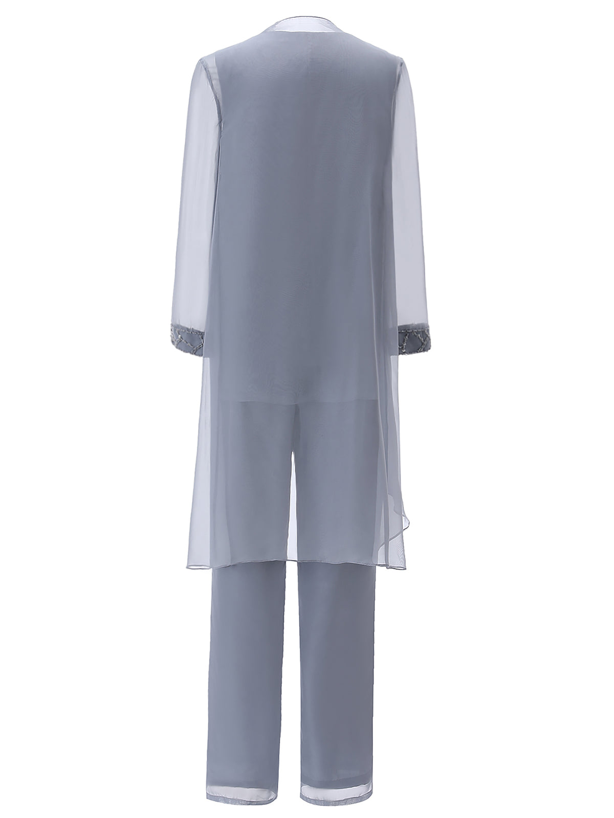 Ensemble 3 Pièces Mousseline De Soie Femme – Pantalon + Top + Veste – Élégant Mariage, Soirée, Mère De La Mariée