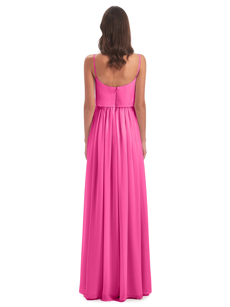 Bretelles A-ligne Mousseline Longueur Sol Robes de Demoiselle d'honneur