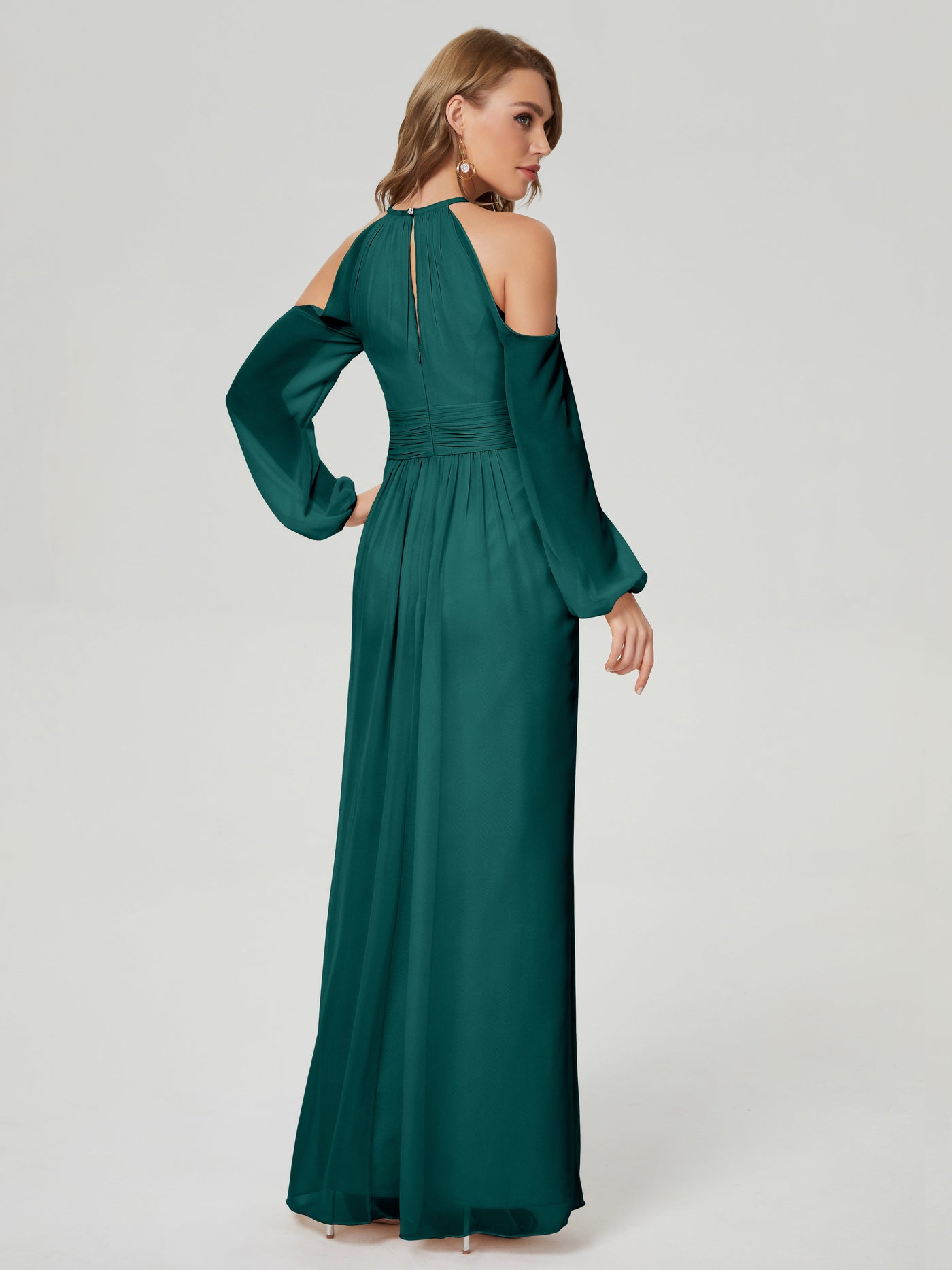 Robes de demoiselle d'honneur longues en mousseline élégantes à une épaule