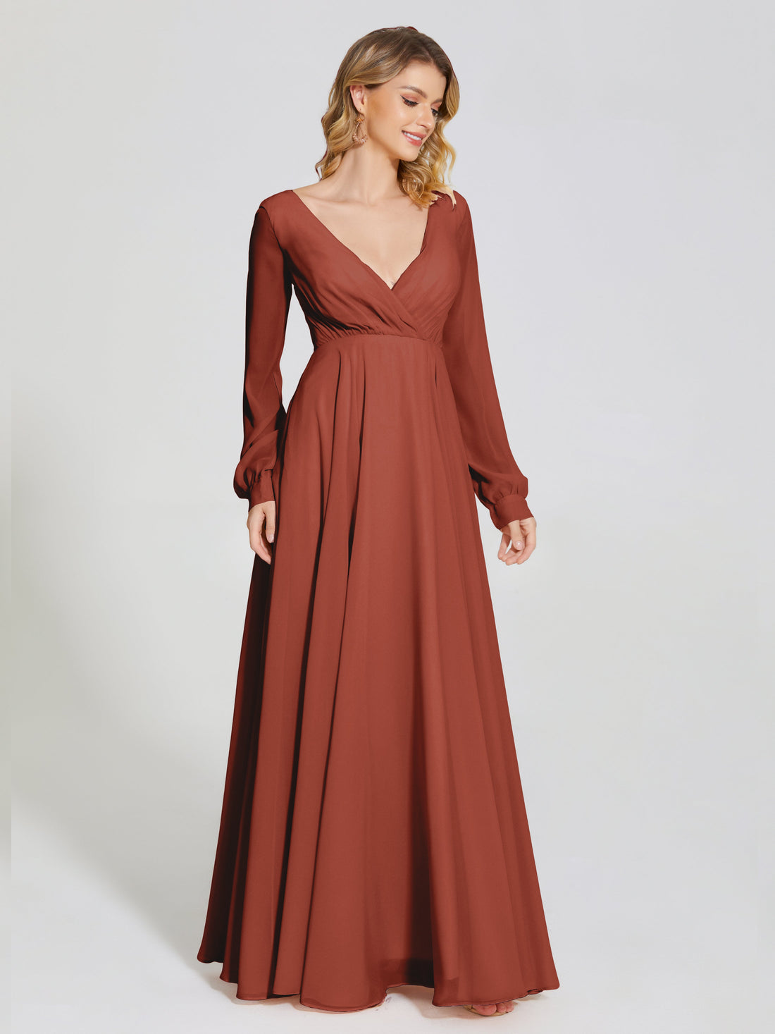 Robe trapèze élégante en mousseline longueur au sol robes de demoiselle d'honneur longues