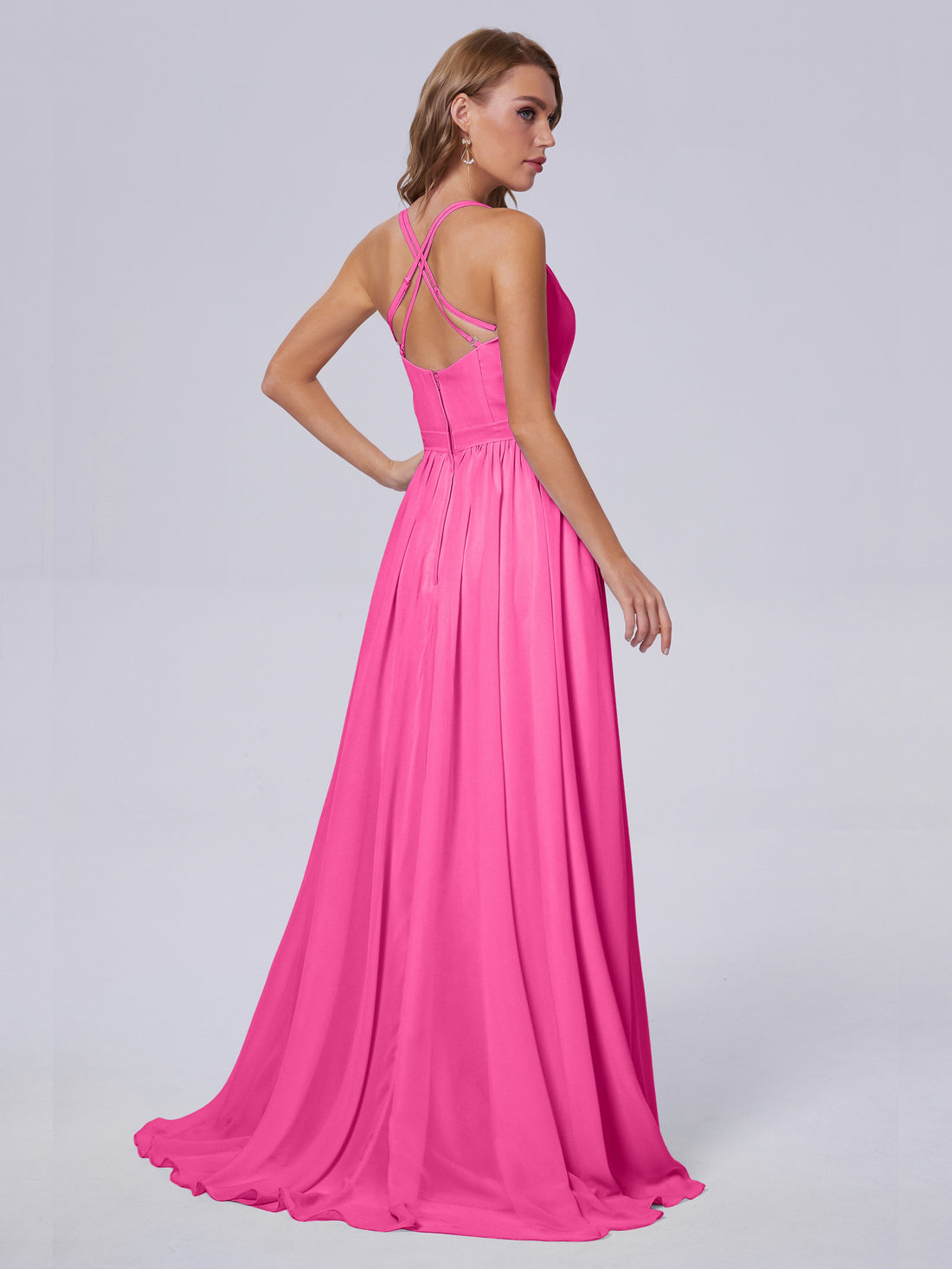 Robe Maxi Bleue Asymétrique En Mousseline TFNC Taille 8 - Sans Bretelles Style Bandeau - Neuf Avec étiquette