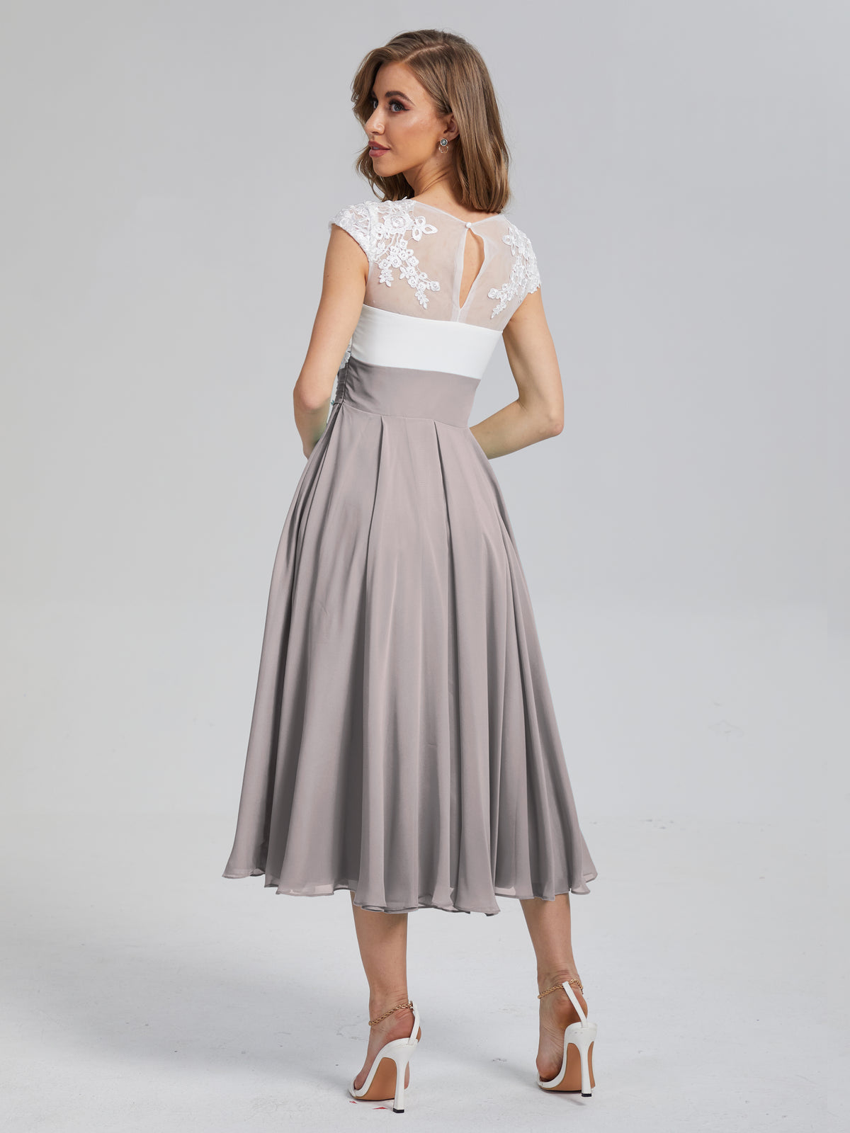 Robe trapèze moderne demi-manches longueur genou robes courtes mère de la mariée