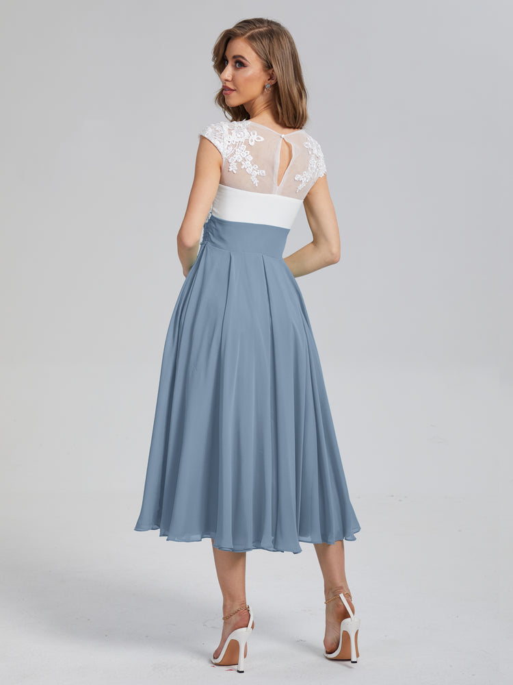 Robes Mère De La Mariée En Dentelle Mousseline À Gracieuse A-ligne Plissé Jenevieve main image 0